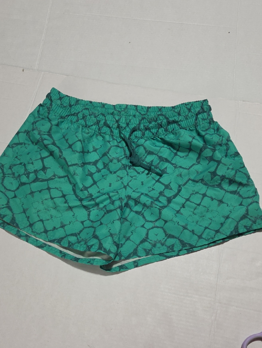 The North Face Teal Green Patterned Athletic Shorts